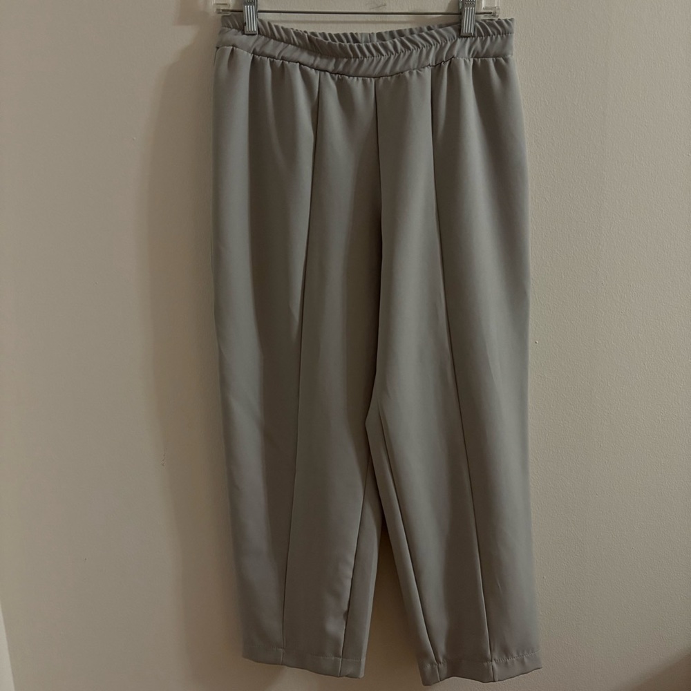 Women's Tailored Elastic-Waist Trousers - Light Gray
